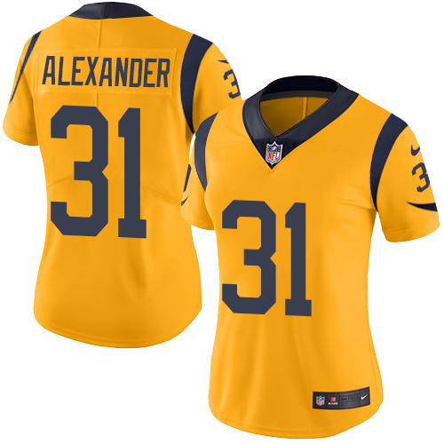 Women's Limited Mo Alexander Nike Jersey Gold - #31 Rush NFL Los Angeles Rams